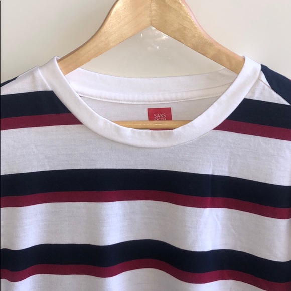 Saks Fifth Avenue White Striped Long-Sleeve Shirt - Picture 2 of 4